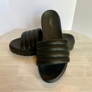 NWOT Capelli New‎ York Black Platform Flatform Slides US 8